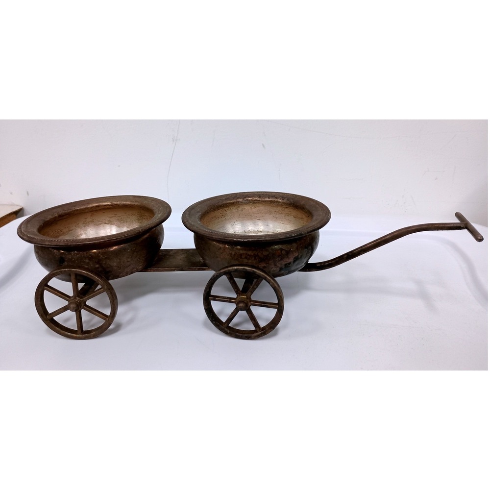 VTG F.B. Rogers Silver Co Double Wheeled Serving Cart Condiment Wagon Planter